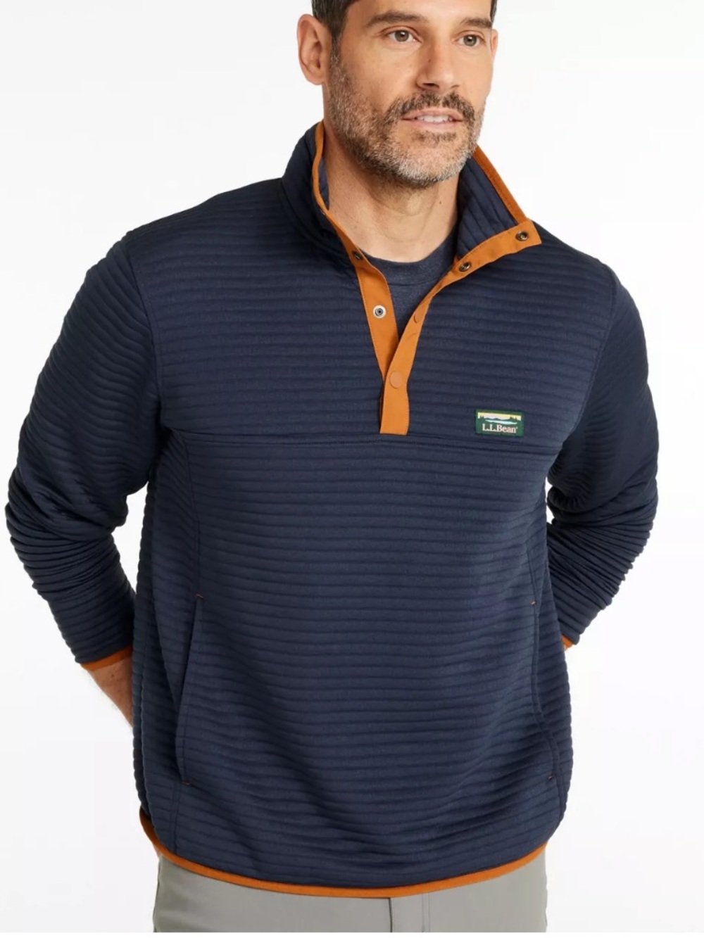 LL Bean XL Men’s Airlight Knit Pullover Sweatshirt Navy Blue New No Tag